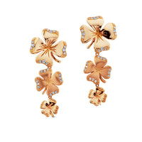 Pendientes cLOVER 43 de oro rosa con tres tréboles de cuatro hojas