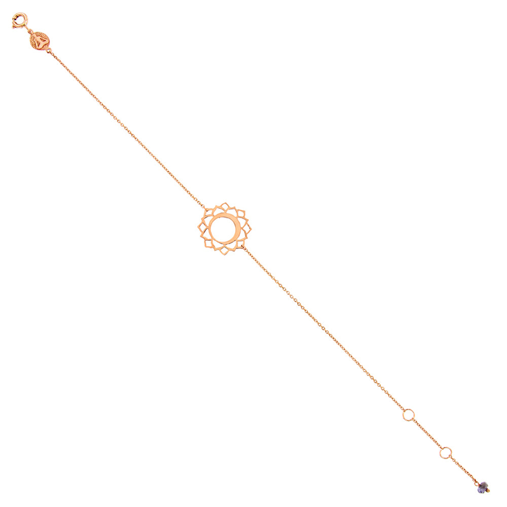 Pulsera Chakra Vishuddha de oro rosa con piedra semipreciosa