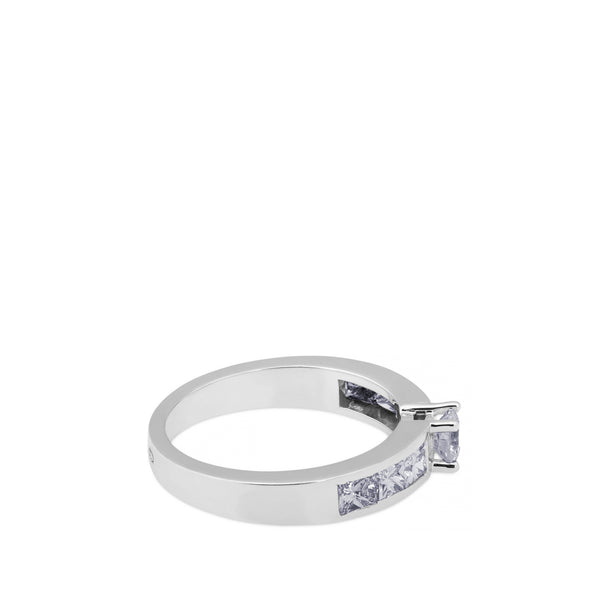 Solitario "Sofía" de oro blanco con diamante central talla brillante