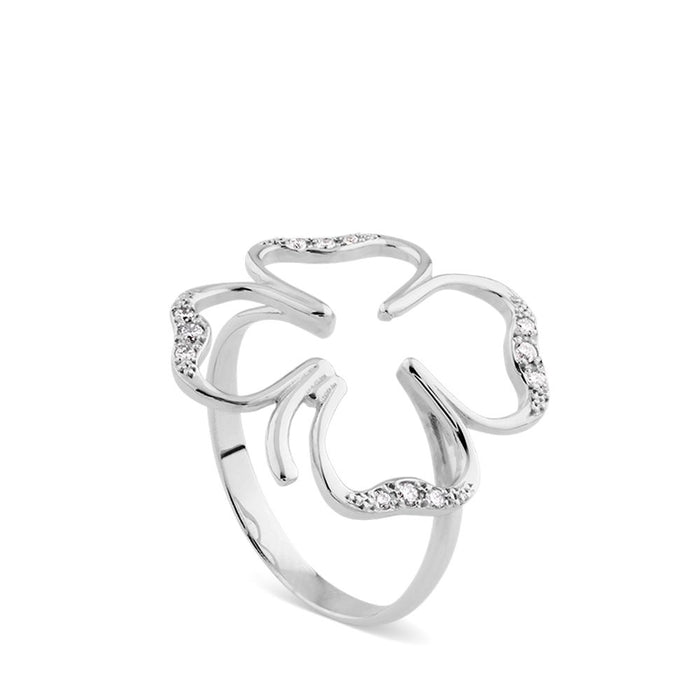 Sortija cLOVEr de oro blanco y diamantes PM