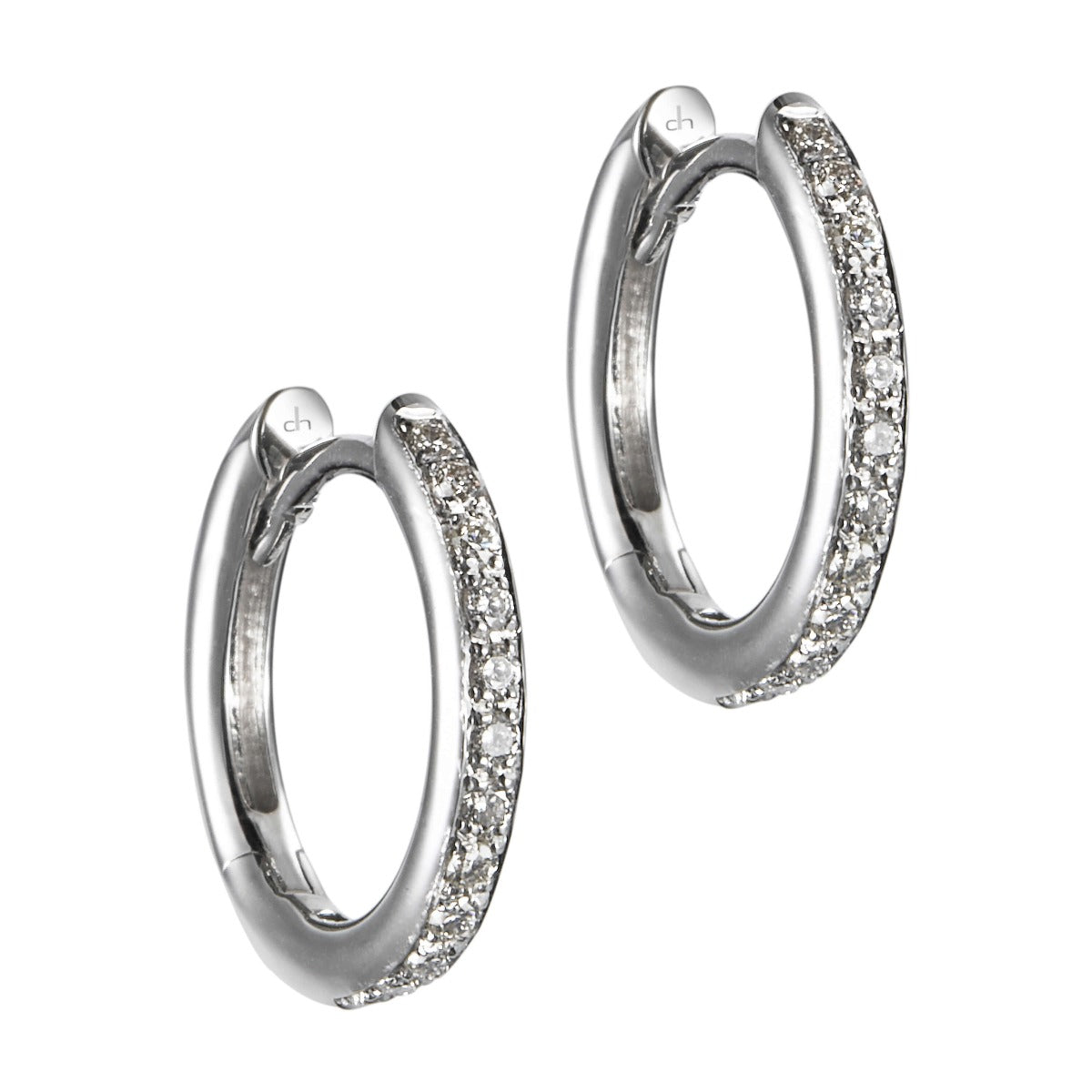 Pendientes-aros-finos-oro-blanco-diamantes - Ref J4782PB