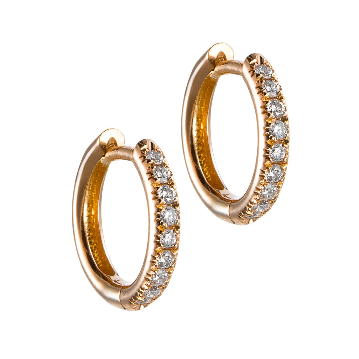 Pendientes-aros-finos-oro-rosa-diamantes - Ref J5265PB_Chocrón Joyeros