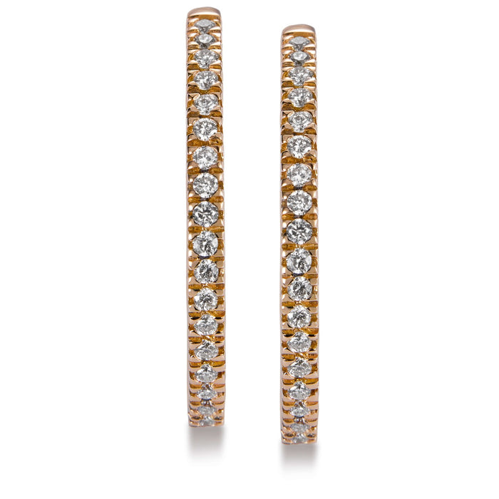 Aros medianos de oro rosa con diamantes talla brillante- Ref J5297PB_Chocrón Joyeros