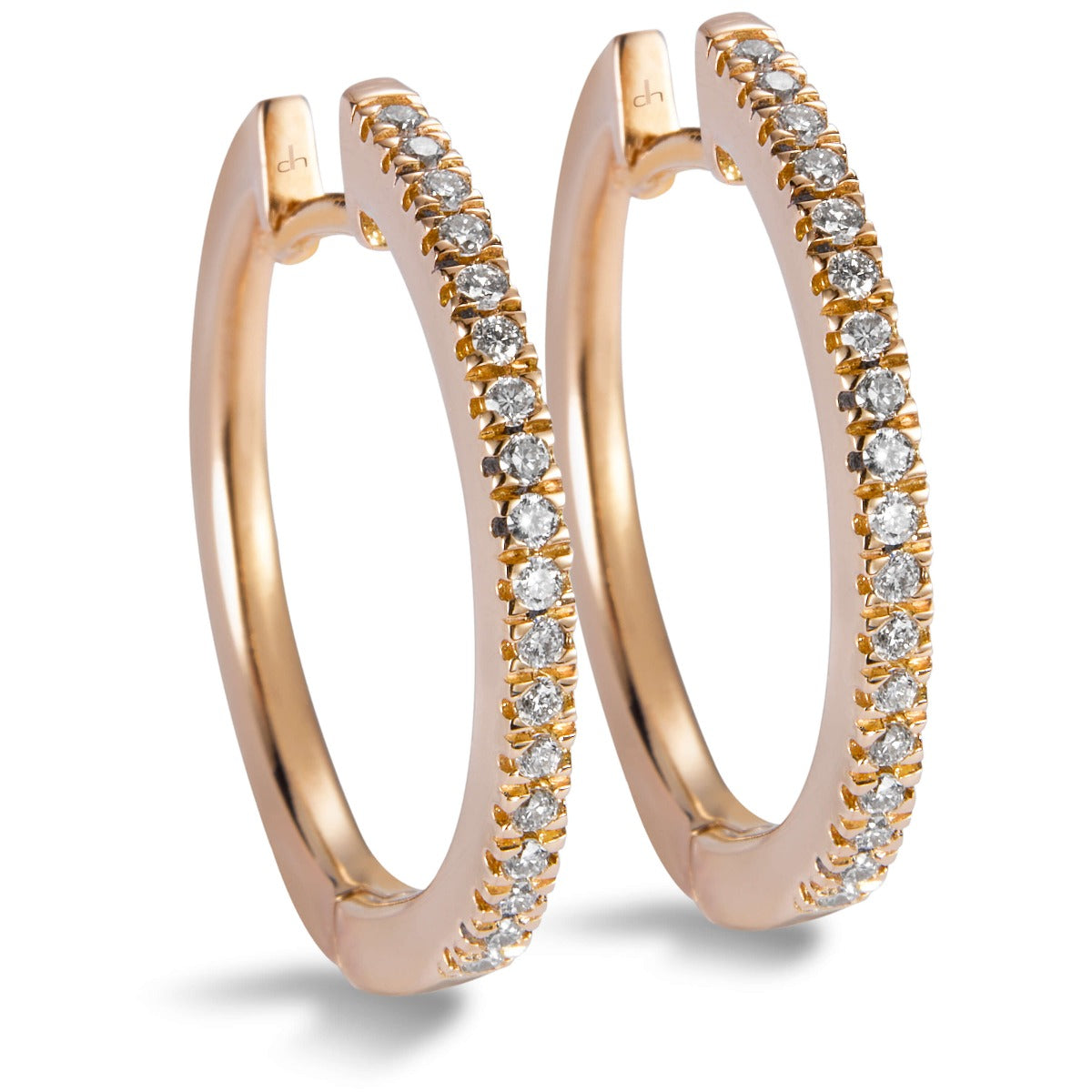 Aros medianos de oro rosa con diamantes talla brillante- Ref J5297PB_Chocrón Joyeros
