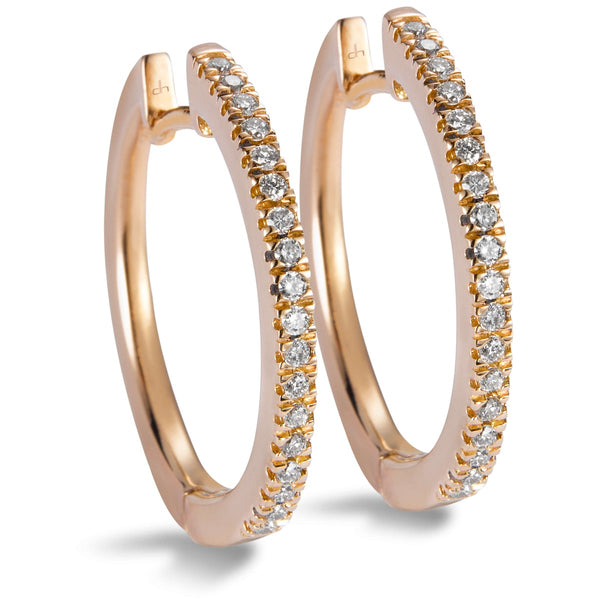 Aros medianos de oro rosa con diamantes talla brillante- Ref J5297PB_Chocrón Joyeros