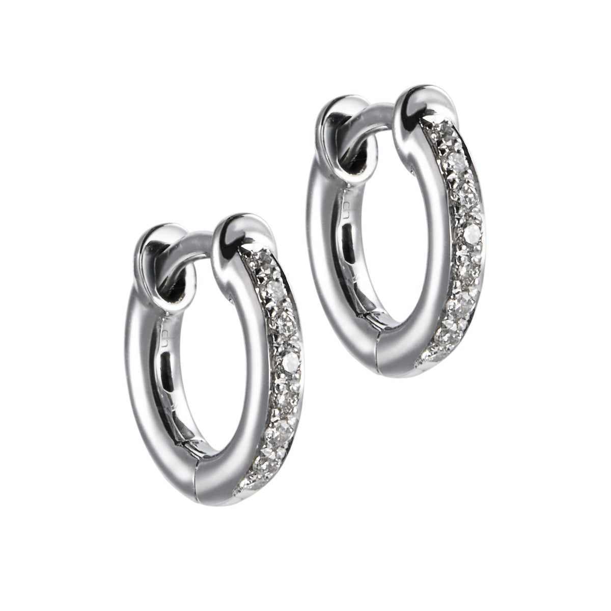 Pendientes-aros-finos-oro-blanco-diamantes - Ref J5262PB_Chocrón Joyeros
