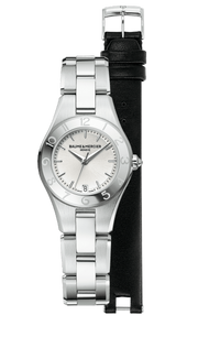 Baume et Mercier Linea, caja y brazalete de acero, esfera blanca, 27mm