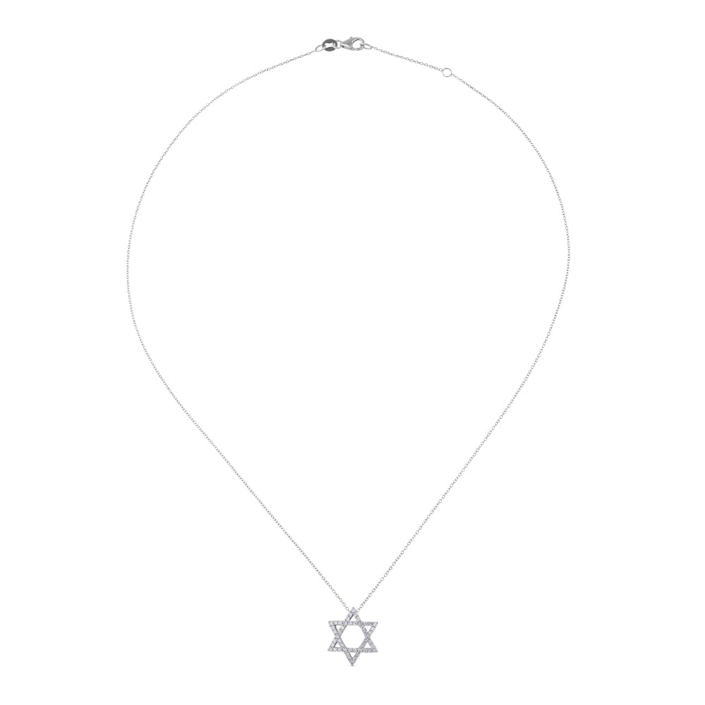 Colgante Estrella de David de oro blanco y diamantes