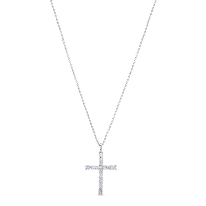 Colgante de oro blanco con cruz de diamantes de 0,18 quilates