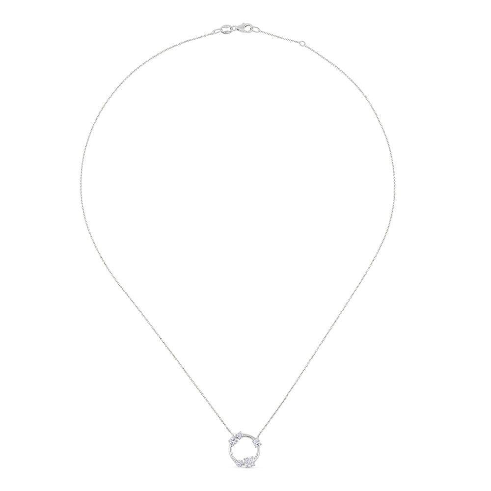 Colgante de oro blanco con círculo de diamantes blancos