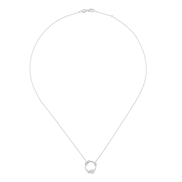 Colgante de oro blanco con círculo de diamantes blancos