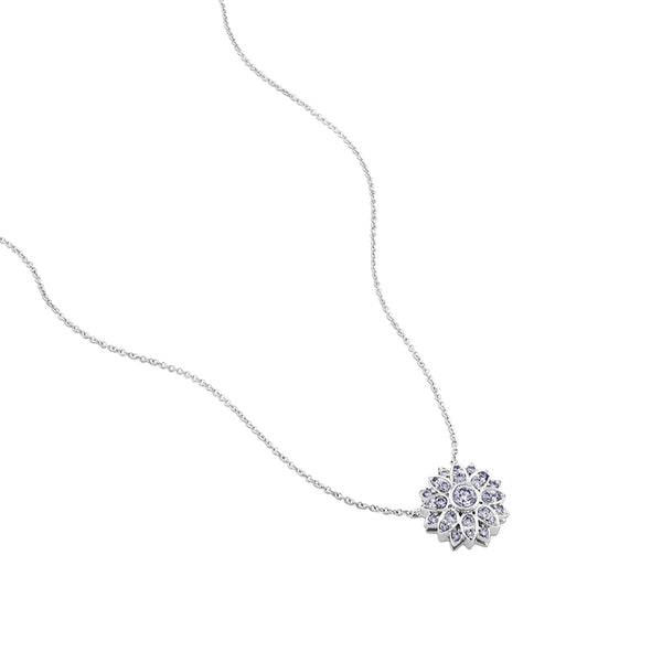 Colgante de oro blanco con flor de diamantes