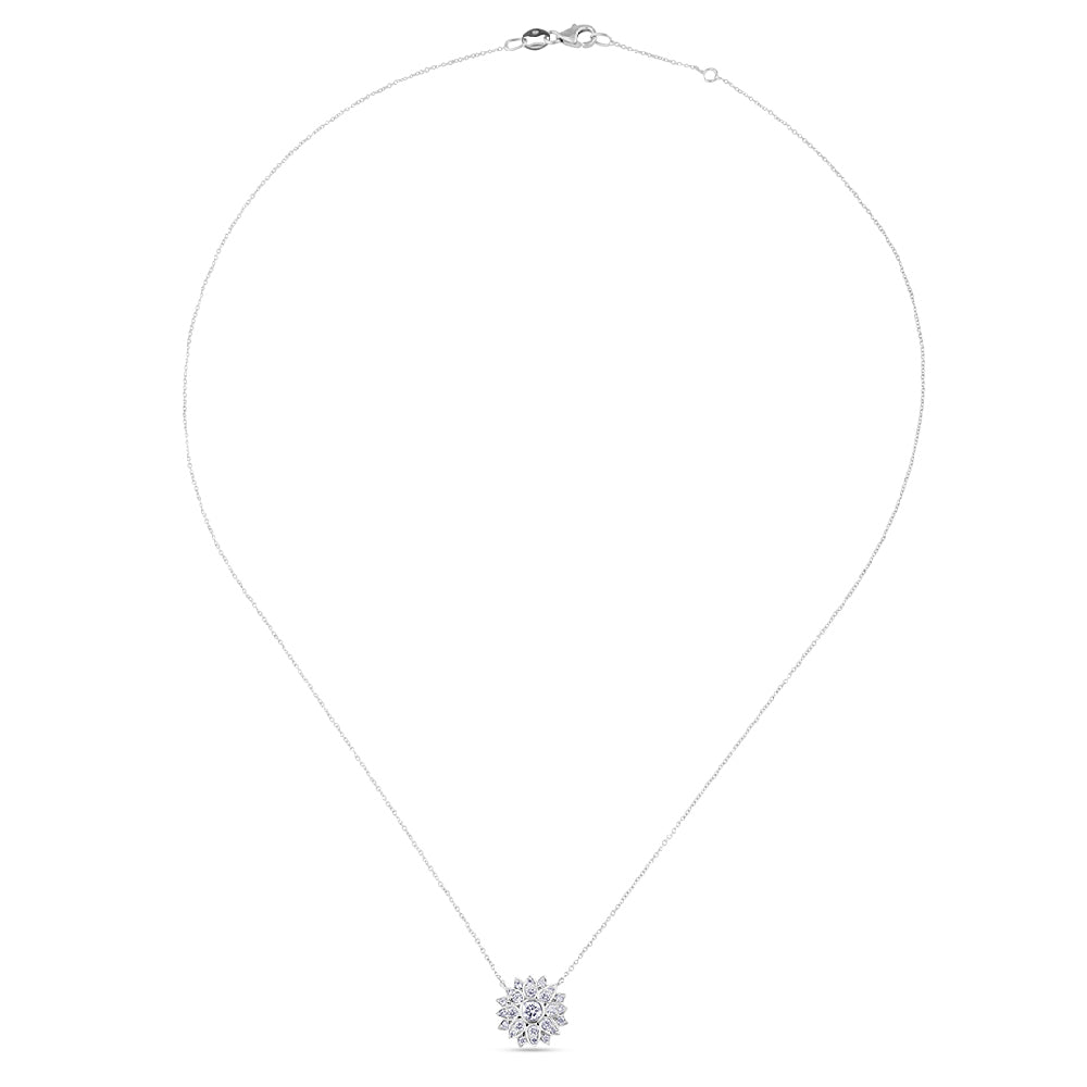 Colgante de oro blanco con flor de diamantes