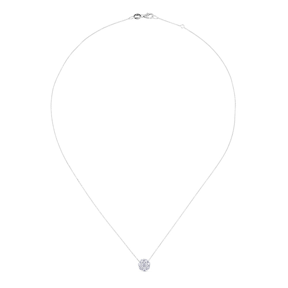 Colgante de oro blanco con flor de diamantes en garra