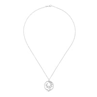 Colgante de oro blanco con rama circular con diamantes