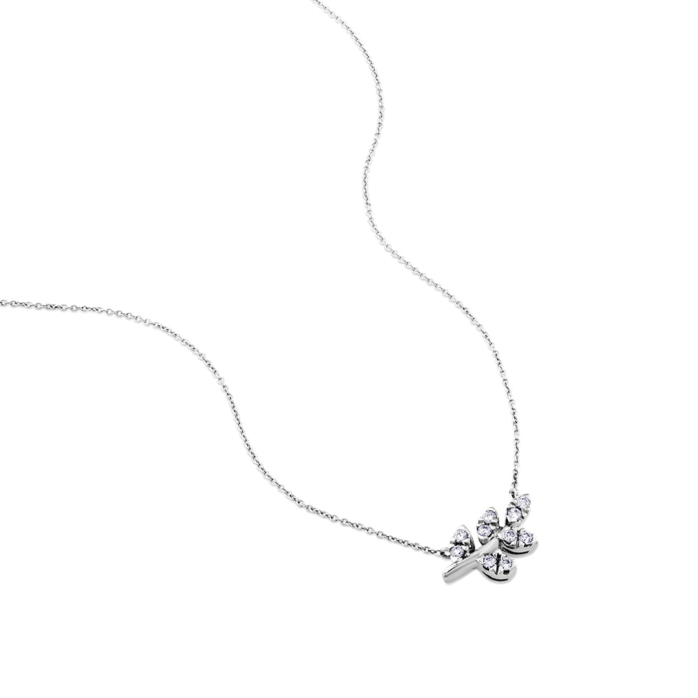Colgante de oro blanco con rama de diamantes