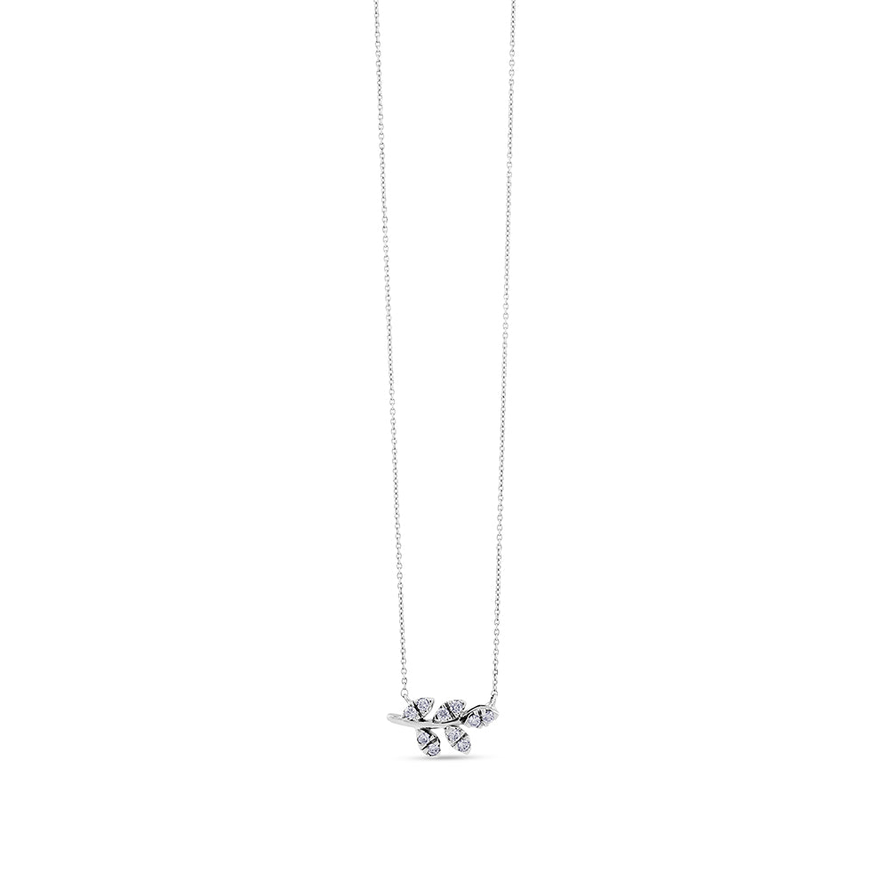Colgante de oro blanco con rama de diamantes