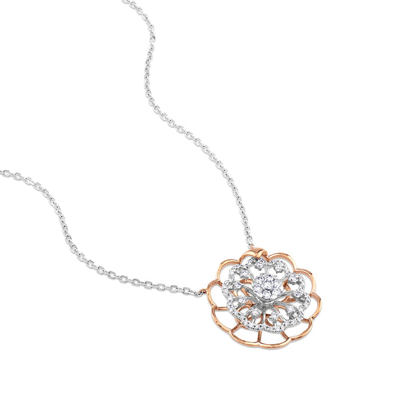 Colgante "Soleil" de oro rosa y oro blanco con diamantes