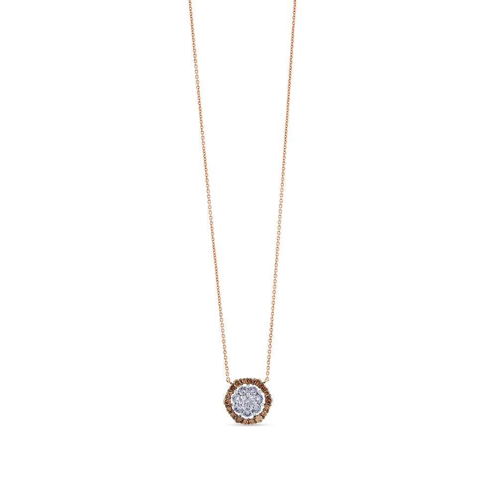 Colgante-oro-rosa-flor-diamantes-marrones - Ref J4669CLB