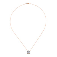 Colgante de oro rosa con flor de diamantes y orla de diamantes brown