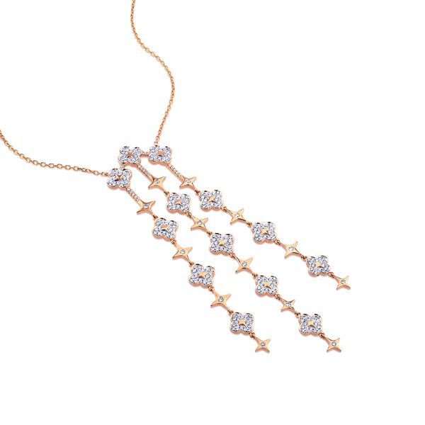 Colgante "Pensamiento" de oro rosa de diamantes con tres hileras