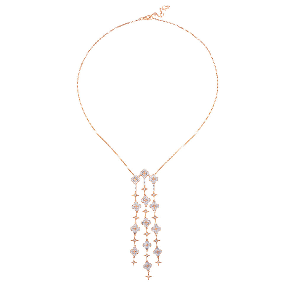 Colgante "Pensamiento" de oro rosa de diamantes con tres hileras
