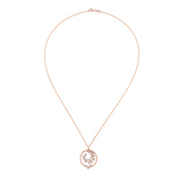 Colgante de oro rosa con rama circular con diamantes