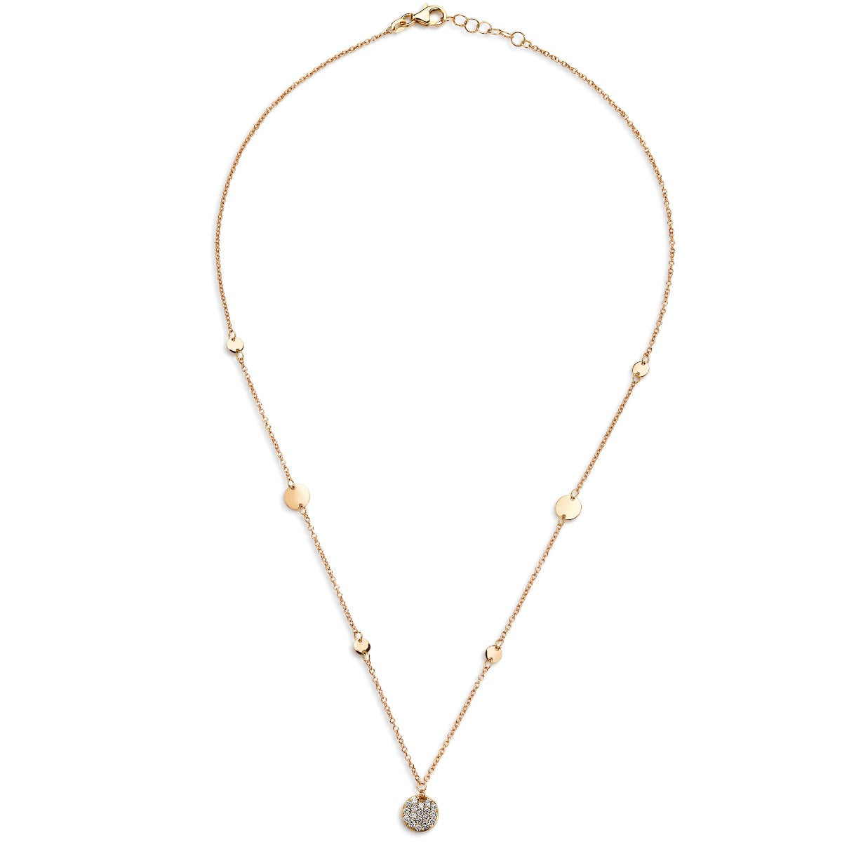 colgante-monedas-oro-rosa-circulo-diamantes - Ref J5149clb Chocrón Joyeros