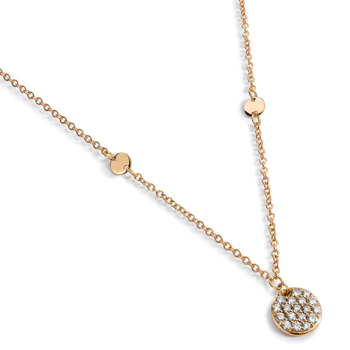 colgante-monedas-oro-rosa-circulo-diamantes - Ref J5149clb Chocrón Joyeros
