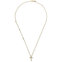 colgante-oro-amarillo-cruz-brillantes-diamantes-cadena-chaton - Ref j5163clb Chocrón Joyeros