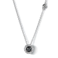 Colgante de oro blanco con diamante negro, orla de brillantes y chatón- Ref J5253CLB_Chocrón Joyeros
