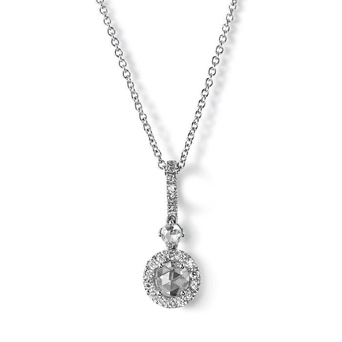 Colgante de oro blanco con diamante y orla de brillantes- Ref J5252CLB_Chocrón Joyeros