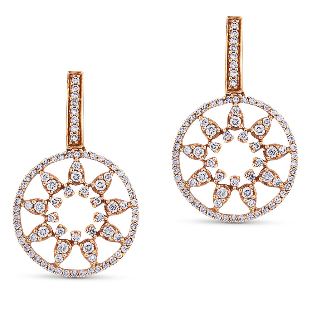 pendientes-oro-rosa-diamantes - Ref J3095PB