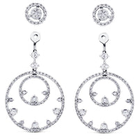 Pendientes desmontables de oro blanco con círculos concéntricos de pavé de diamantes