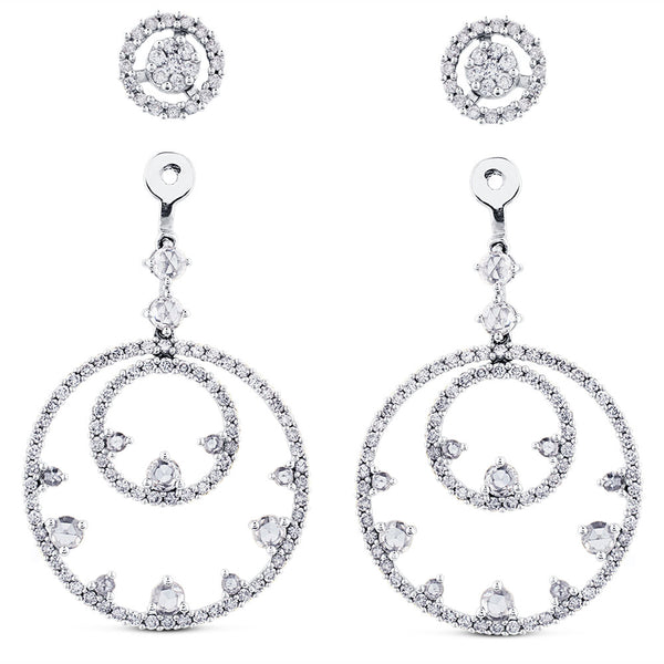 Pendientes desmontables de oro blanco con círculos concéntricos de pavé de diamantes