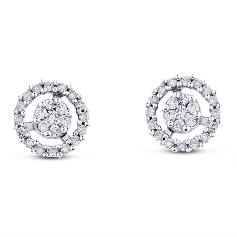 Pendientes desmontables de oro blanco con círculos concéntricos de pavé de diamantes