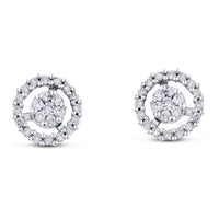 Pendientes desmontables de oro blanco con círculos concéntricos de pavé de diamantes