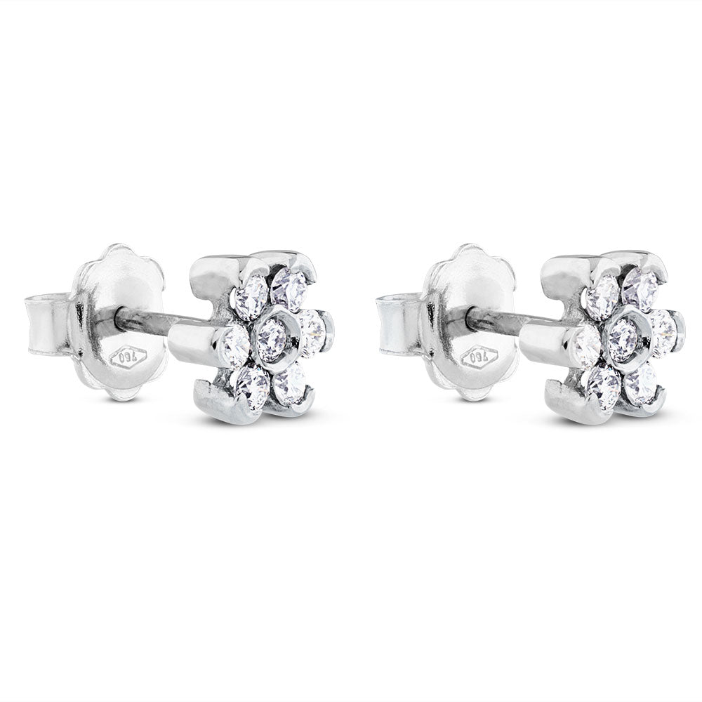 Pendientes de oro blanco con diamantes en forma de flor
