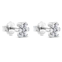 Pendientes de oro blanco con diamantes en forma de flor