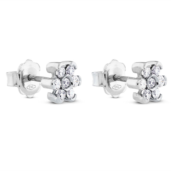 Pendientes de oro blanco con diamantes en forma de flor