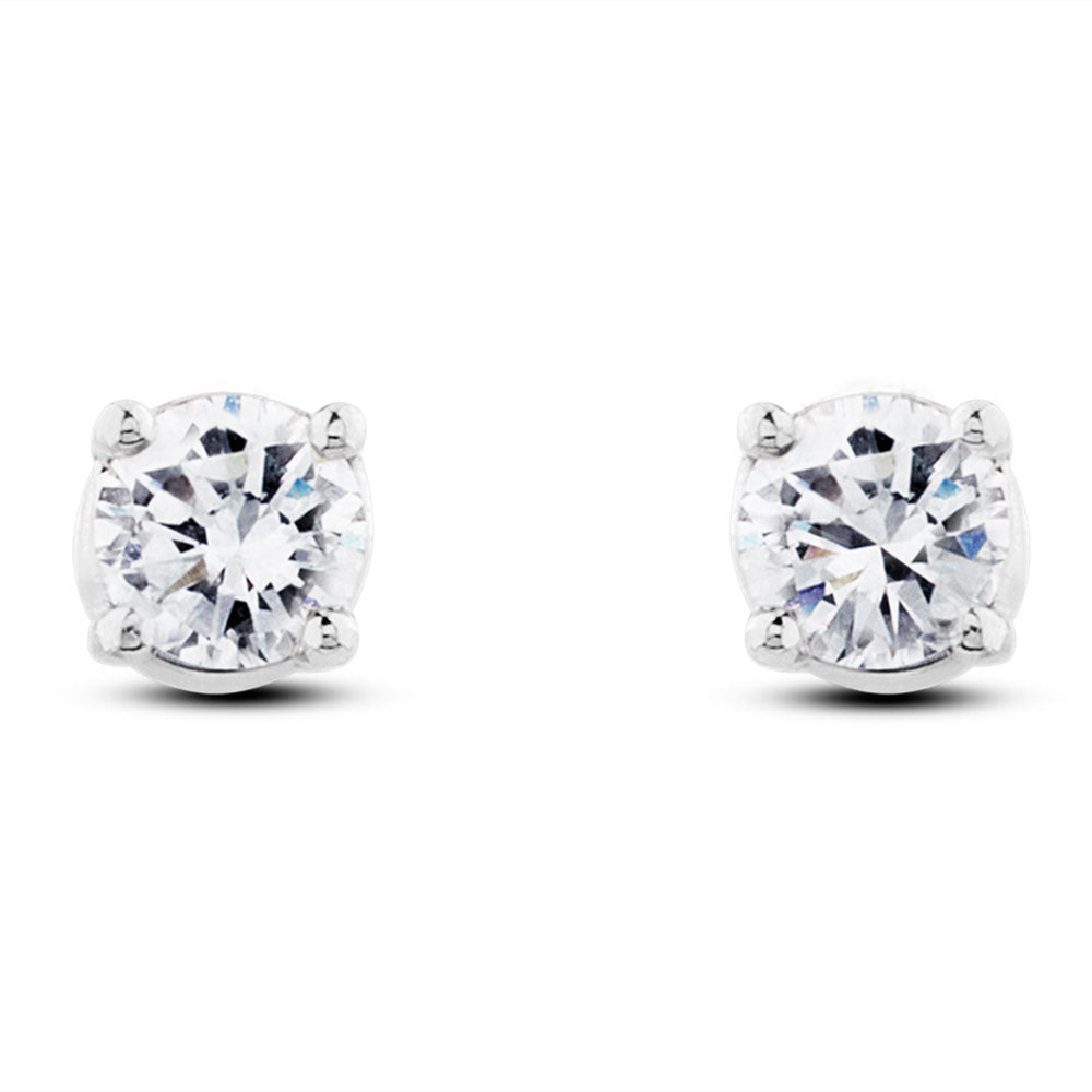 Pendientes de oro blanco con 3 diamantes en garra articulados