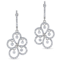 Pendientes largo de oro blanco con diamantes