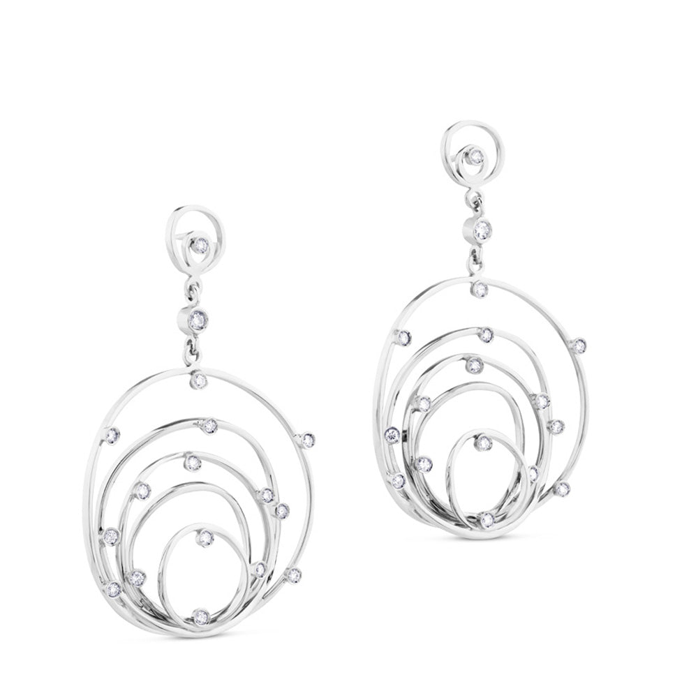Pendientes de oro blanco con círculos en degradé y diamantes