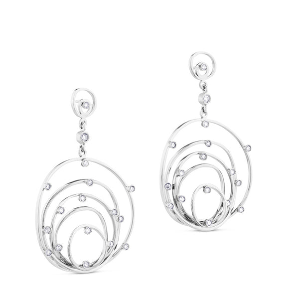 Pendientes de oro blanco con círculos en degradé y diamantes