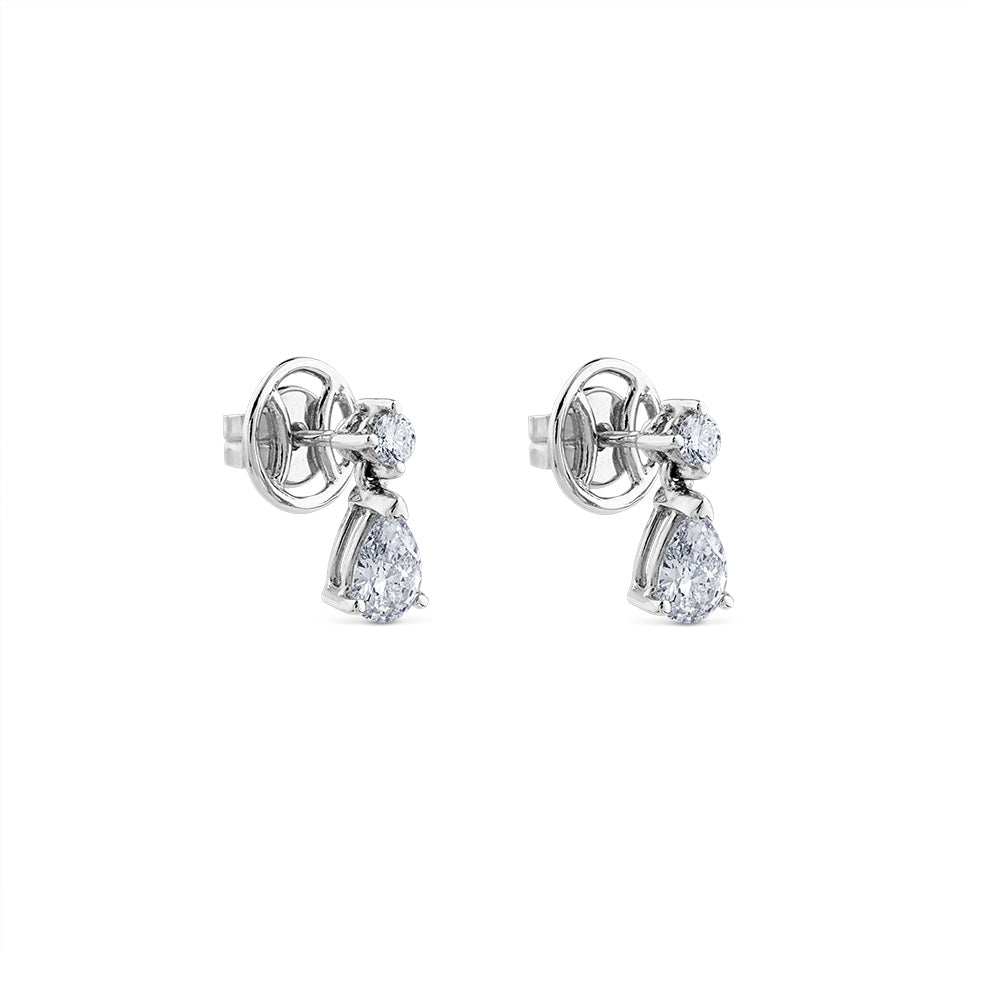 Pendientes de oro blanco en lágrima 