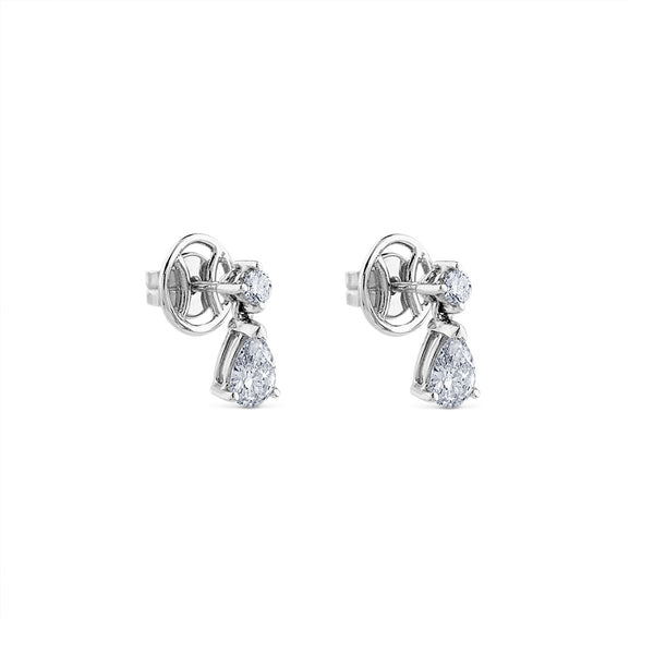 Pendientes de oro blanco en lágrima 