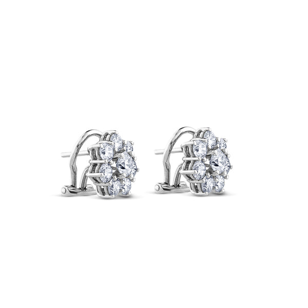 Pendientes roseta de oro blanco con diamantes