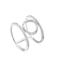 Sortija Geometric círculo de oro blanco con pavé de diamantes |Chocrón Joyeros