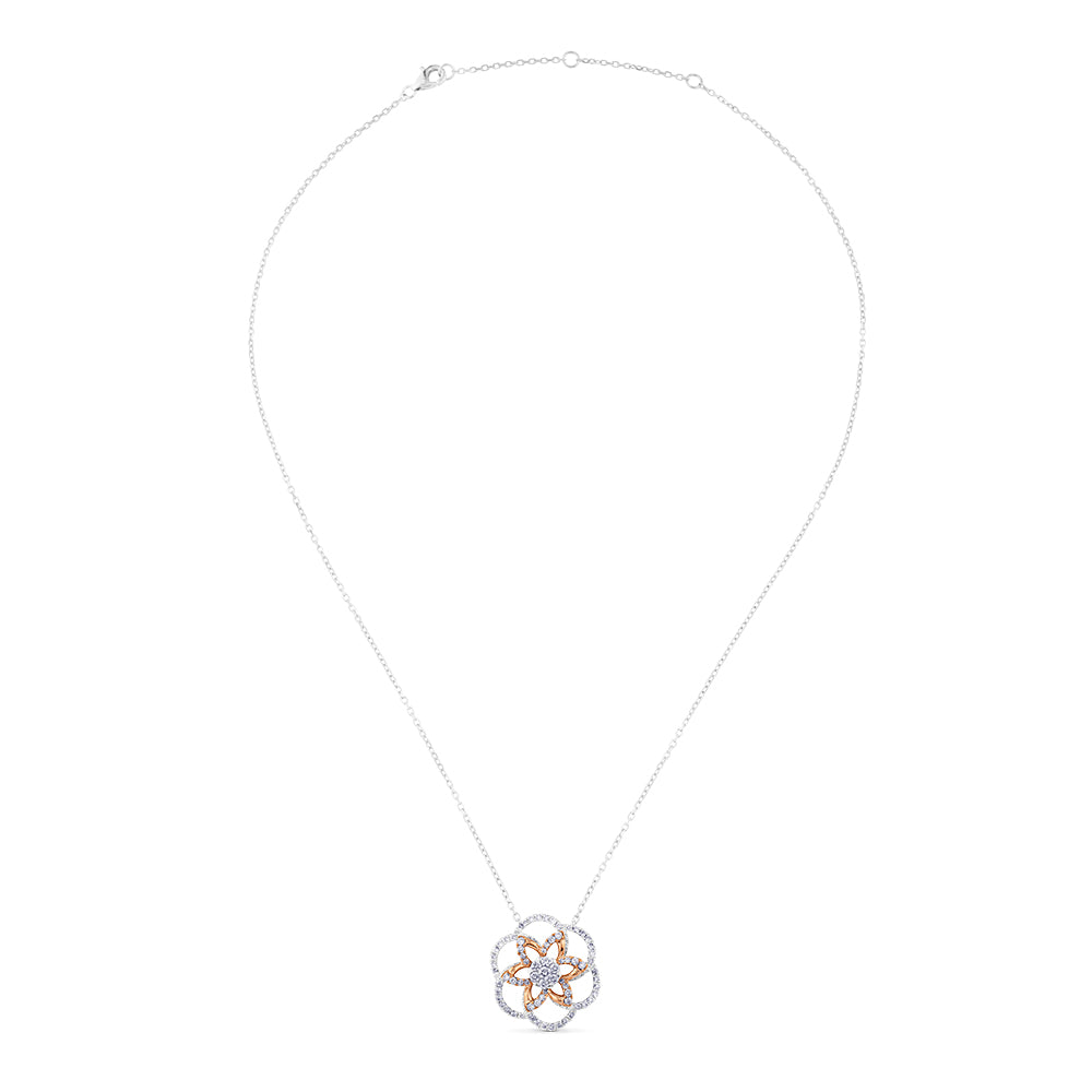 Colgante "Hypnose" de oro blanco y oro rosa con diamantes en forma de flor