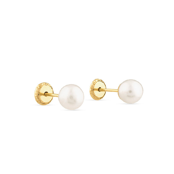 Pendientes de perlas en oro amarillo 5 mm